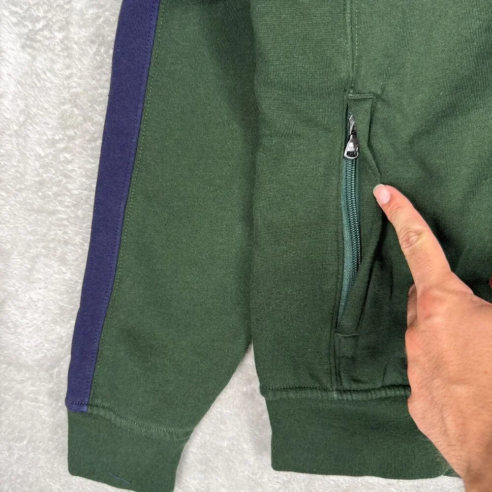 Polo Ralph Lauren Track Jacket Mens Medium Green Blue Stripe Full Zip Mock Neck